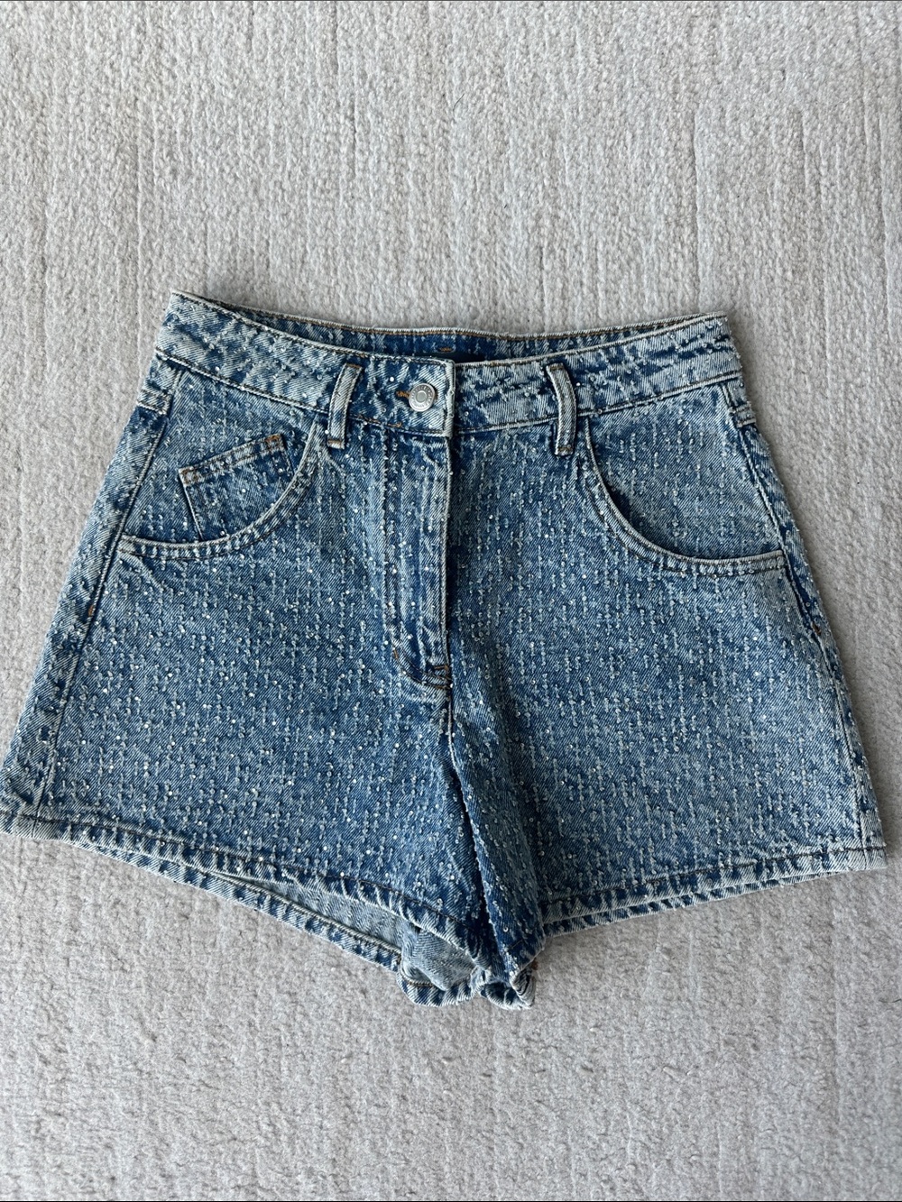 INSANE MAJE Textured Blue Denim Shorts sold out